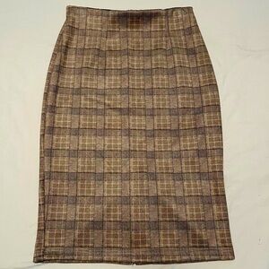 Studio Badgley Mischka Brown Plaid Skirt Size S/P